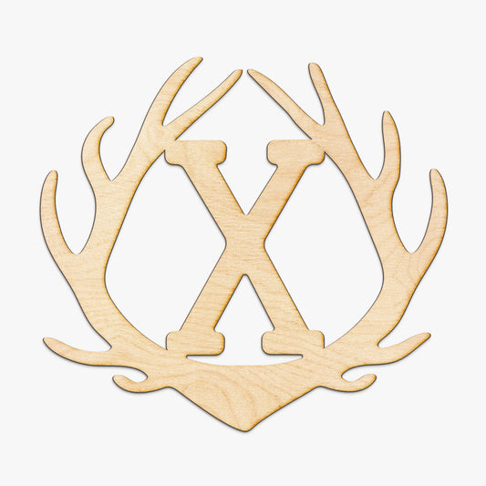 Antler Monogram Wood Cut Sign