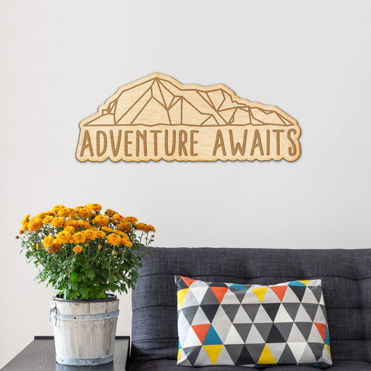 Adventure Awaits Wood Engraved Sign Decor