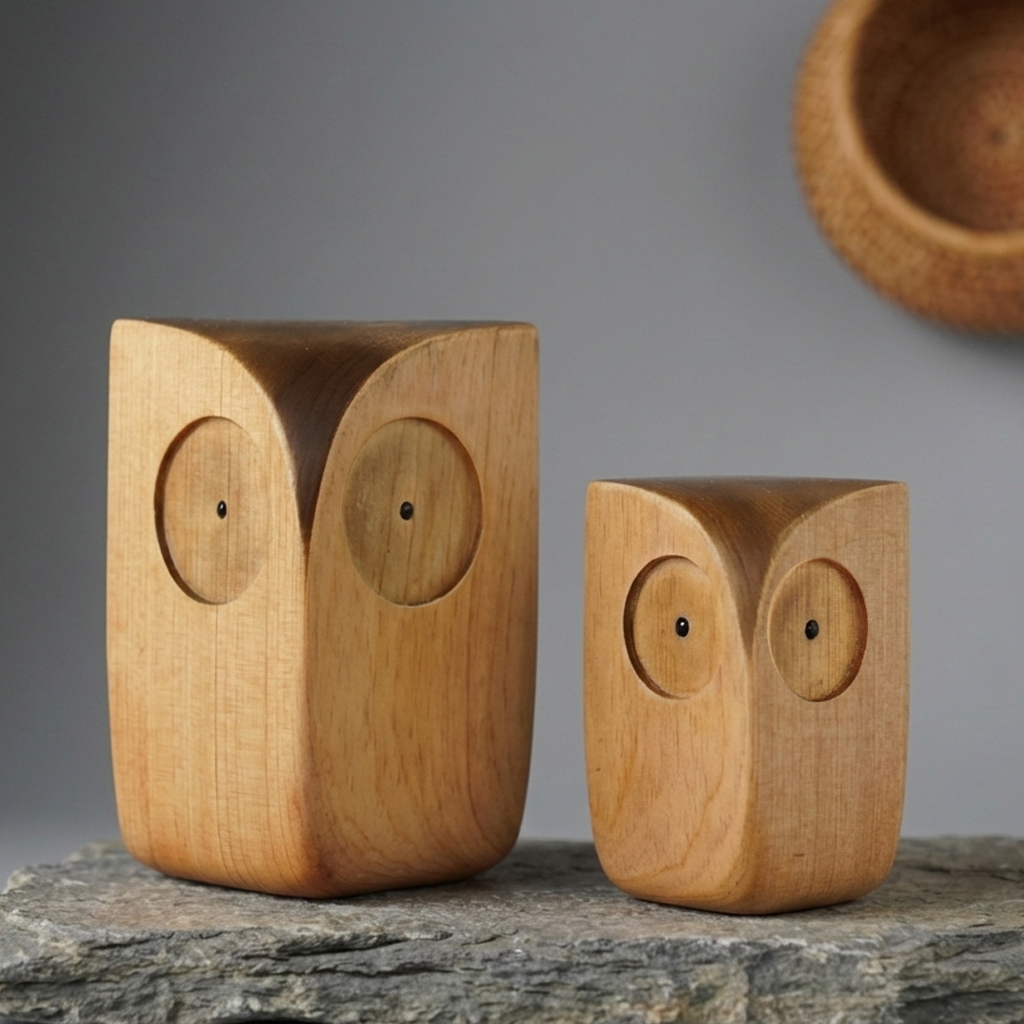 Handmade Nordic Wooden Owl Decor